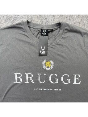 Fox Originals T-Shirt Men L Gray Crew Neck Short Sleeve Brugge Print